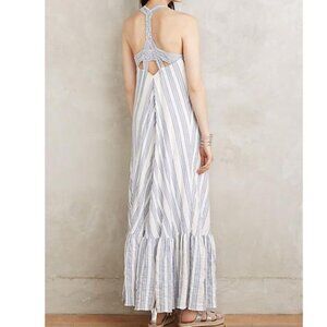 ANTHROPOLOGIE HOLDING HORSES CLEMENTINE BLUE WHITE MAXI DRESS